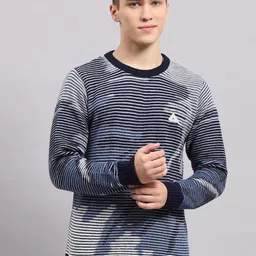 Monte Carlo Men Striped Woollen Pullover-image-91