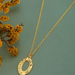 DressBerry Gold-Plated Oval Pendant with Chain-image-41