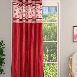 Myntra Elegant Homes Red Floral Room Darkening Long Door Curtain-picture-43
