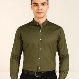 FUBAR Mandarin Collar Pure Cotton Slim Fit Formal Shirt-image-25