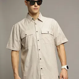 The Roadster Lifestyle Co Pure Cotton Oversized Fit Short Sleeve Shirts-image-41