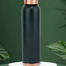 VoiDrop Green & Gold-Toned Single Copper Solid Water Bottle-1