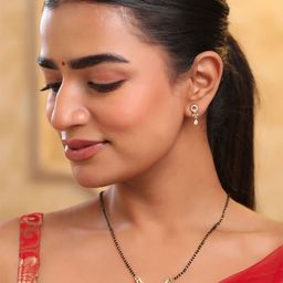 Yellow Chimes Gold-Plated American Diamond Studded & Beaded Mangalsutra With Earrings-20