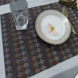 Good Vibes Red & Blue 6 Pieces Checked Anti-Skid Table Placemats-picture-19