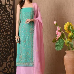 THE WEAVERS SHOP BY RAAVI Embroidered Organza Unstitched Dress Material-image-38