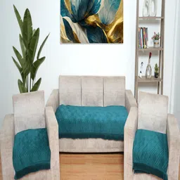 Fashion Throw Teal Velvet 3 Piece Sofa Cover-image-94
