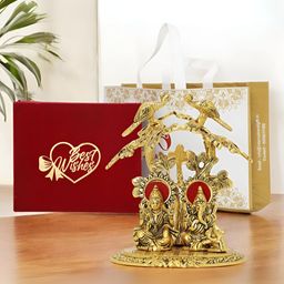 INTERNATIONAL GIFT Gold-Toned Laxmi Ganesh Religious Idol Showpiece-image-83