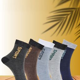 MJE Pack Of 5 Printed Mid Rise Ankle Length Socks-image-54