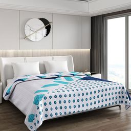 Monte Carlo White & Blue Geometric Heavy Winter 900 GSM Double Bed Blanket-image-73