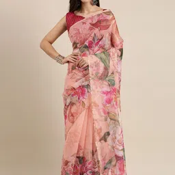 Anouk Rustic Floral Zari Organza Saree-image-41