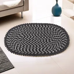 Myntra Elegant Homes Grey & White Spiral Design Oval Cotton Doormat-10
