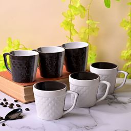 Storepedia Brown & White Handcrafted Textured Ceramic Matte Cups Set of Cups and Mugs-36