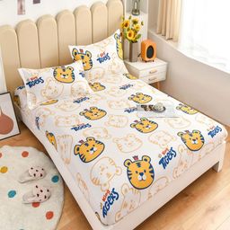 JC HOME White & Yellow Ethnic Motifs 220 TC Queen Bedsheet with 2 Pillow Covers-picture-6