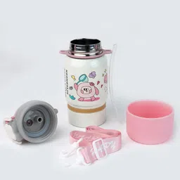 Little Surprise Box LLP Happy Cartoon Pink Printed Stainless Steel Water Bottle 500ml-image-29