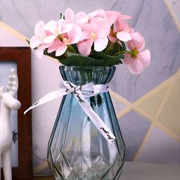 Myntra Elegant Homes Blue & Transparent Glossy Glass Flower Vase-image-67
