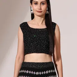 Fabcartz Embellished Sequinned Semi-Stitched Lehenga & Unstitched Blouse With Dupatta image 2