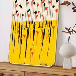 SAF Unisex Yellow & Black 1 Piece Wood Other Wall Paintings-12