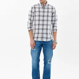 Snitch Tartan Checked Button-Down Collar Slim Fit Casual Shirt-image-95