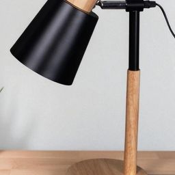 AARVI DECOR STUDIO Black Wood Frusturical Shaped Table Lamp-image-71