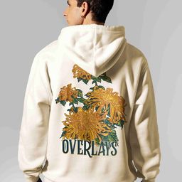 Overlays Men The Yellow Bloom Beige Oversized Hoodies-image-50