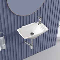 DELTA Ceramic Wash Basin 16 inch x 9 inch for Bathroom and any Outdoor Space SP005 Wall Hung Basin-image-11