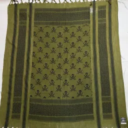 Woven Pure Cotton Men Green, Black Scarf, Stole, Fancy Scarf, Stole-picture-10