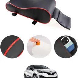 Black With Red Piping Armrest Cover With Phone Holder For Car-49 Car Armrest Cover-image-0