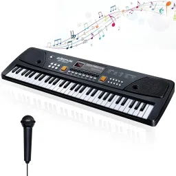 Bigfun Piano Keyboard Toy for Kids with Mic Dc Power Option Recording P8-12