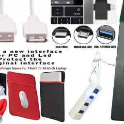 ANJO KeyboardWirelsMous-WrisPad-Hub-Cln-OTG2n1-Ext-LED-Skin-14.6iScrn&KeyGuard&Sleeve Combo Set image 3