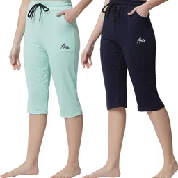 anixa Women Multicolor, Blue Capri-picture-29
