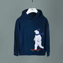 Cherry Crumble Boys Blue Printed Hooded Sweatshirt-picture-28