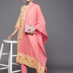 Indo Era Women Yellow Ethnic Motifs Printed Kurta with Trousers & With Dupatta-image-69