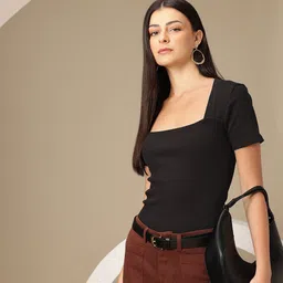 Chemistry Ribbed Square Neck Regular Top-image-51