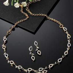 PANASH Gold-Plated Stone Studded Jewellery Set-image-94