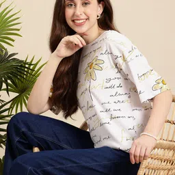 Mast & Harbour Typography Printed Drop-Shoulder Sleeves T-shirt-image-34