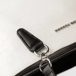 Lino Perros White Textured PU Structured Handheld Bag image 4
