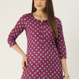 FERANOID Floral Printed Pure Cotton Kurti-picture-37