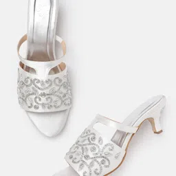 House of Pataudi Floral Embroidered Kitten Heels-picture-13