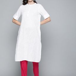 HERE&NOW Women White Pure Cotton Kurta-21