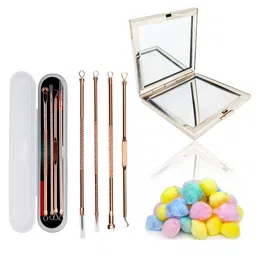 MAJESTIQUE Set of Blackhead & Pimple Remover Kit - Magnifying Mirror - Cotton Pads image 1
