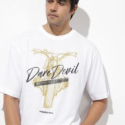 The Roadster Lifestyle Co. Men Printed Relaxed Fit Drop-Shoulder Sleeves T-shirt-picture-29