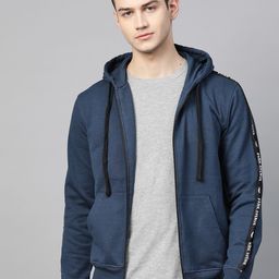 Park Avenue Men Navy Blue Solid Hooded Sweatshirt with Side Taping-picture-37