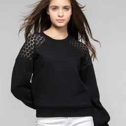 SHAYE Women Round Neck Self Design Sweatshirt-image-53