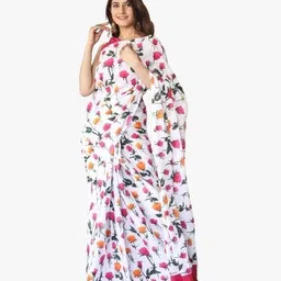 TROPWEAR Floral Pure Cotton Block Print Saree-19