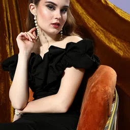 Athena Black Off-Shoulder Scrunchie Bodycon Dress-picture-36