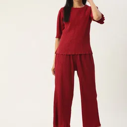 MISRI Women Pleated Top With Palazzos Set-image-5