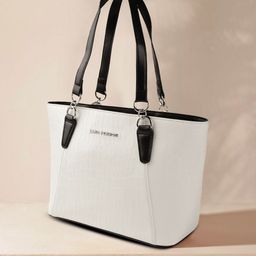Lino Perros White Textured PU Structured Handheld Bag-39