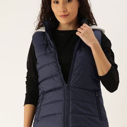 Flying Machine Women Navy Blue Solid Lightweight Padded Jacket-picture-45