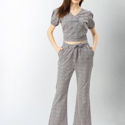 LILL Women Navy Blue & White Floral Printed Co-Ord Set-image-95