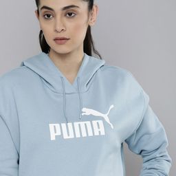 Puma Women Blue Printed Pure Cotton Hooded Sweatshirt-image-24